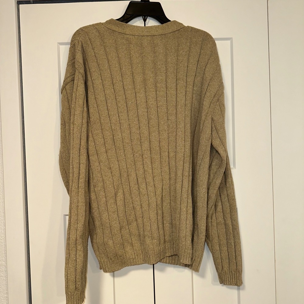 Oscar de la Renta Mens‎ Tan Ribbed Knit Button Front Cardigan Sweater XXL - Picture 7 of 7